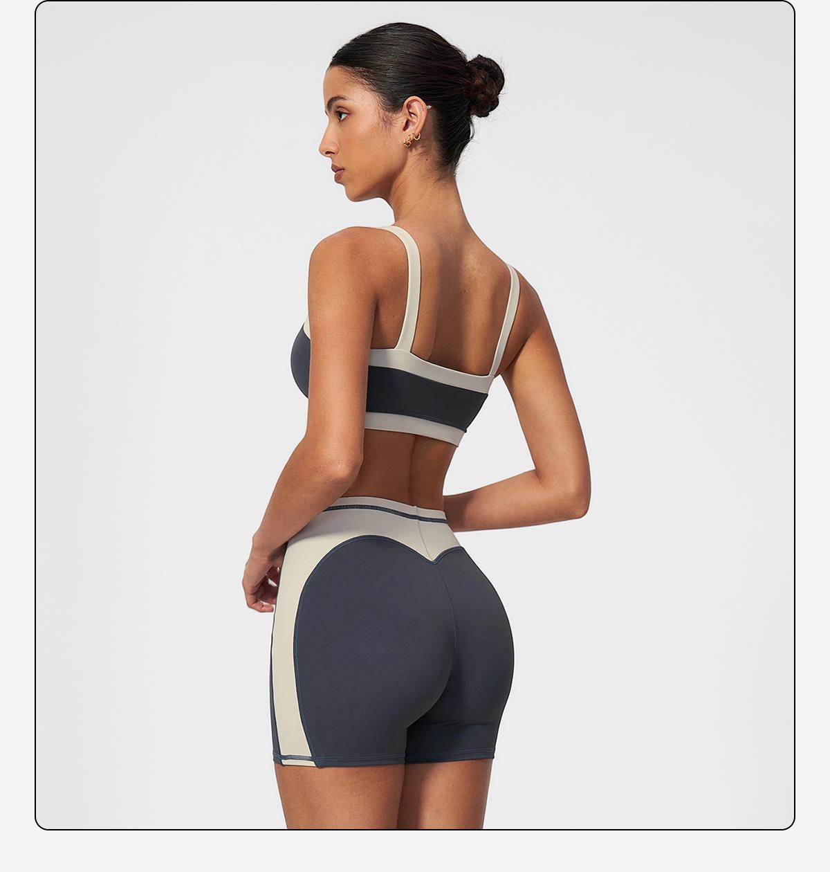 MFVIM Women’s slimming slim-fit color-block fitness set: square-neck thin-strap sports tank top with a beautiful back design, high-waisted tummy control and butt-lifting three-inch yoga shorts set,travel essentials,camping essentials