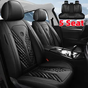 Full Set Leather Car Seat Cover - PU Leather, Water-Resistant, Stain-Resistant, Easy to Clean, 5 Seat, Full-Body Protection for Interior Seats