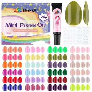 EBANKU 576 Pcs Kid Fake Nails, 24Pack Kids Press on Nails Short Full Cover Fake Nails for Girls with Nail Glue and Nail Adhesive Tabs for Child Christmas Party Mother's Day
