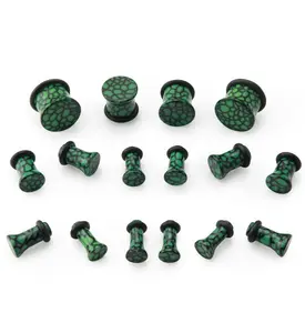 Green Dragon Veins Acrylic Plugs