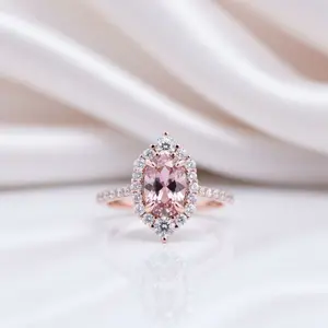 Rose Gold Morganite Oval Cut Engagement Ring