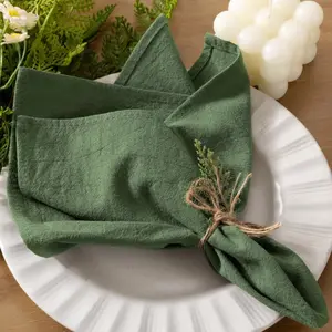 Cloth Napkins Green Summer Washable Reusable Bulk Linen Cotton Napkins Set of 6 17"x17" for Wedding Party Bridal Baby Shower Birthday Dining Table Decorations