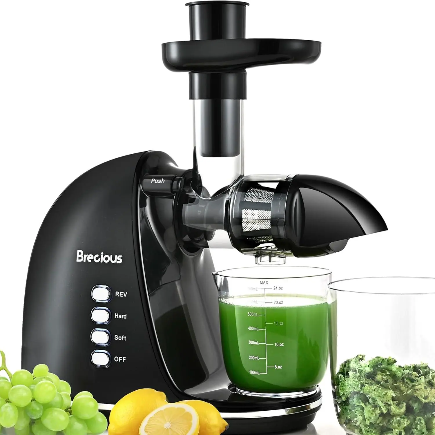Slow Masticating Juicer,Cold Press Juicers with 2 Speed Modes & Quiet Motor,Juicers Machines Vegetable and Fruit with Reverse Function,Celery Juicer,BPA-Free,Easy to Clean (Black)