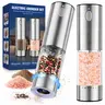 Electric Salt & Pepper Grinder Sets, 2pcs Rechargeable, Adjustable, Modern Stainless Steel Construction, LED one-hand operation Kitchen Utensils
