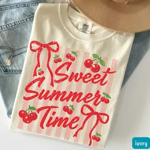 Comfort Colors Retro Sweet Summer Time T-Shirt Beach Shirt Funny Summer Cherry Shirt Summer Vibes Shirt Vacay Life Distressed Tee