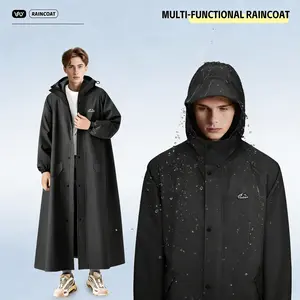 Men'S Raincoat Designed for Heavy Rain, Suitable for Adult Motorcyclists. It Features a High Collar, Dual Pocket Design, And a Hood, Making It Ideal for Riding, Outdoor Work