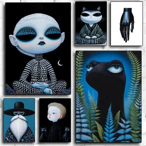 Dark illustration MJ style Painting Calligraphy Eco-Friendly Waterproof Cotton Canvas,Scratch-resistant Oil Painting Canvas, Perfect for Living Rooms,Bedrooms,Kitchens, and Cafes – Ideal for Holiday and Party Gifts