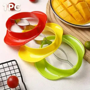Stainless Steel Mango Slicer, Easy-To-Use, Curved Blade for Perfect Cuts, Manual Kitchen Tool, Mango Pit Remover, Ideal for Cooking, Vegetable Fruit Cutter