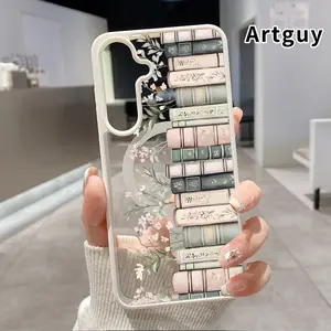 Magnetic Phone Case Compatible with Samsung Galaxy S24 Plus S25 S23 FE S22 Ultra S22+ Books with Blooms Acrylic Back TPU Edges Clear Full Protection Ultra Thin Protective Cover for Girl