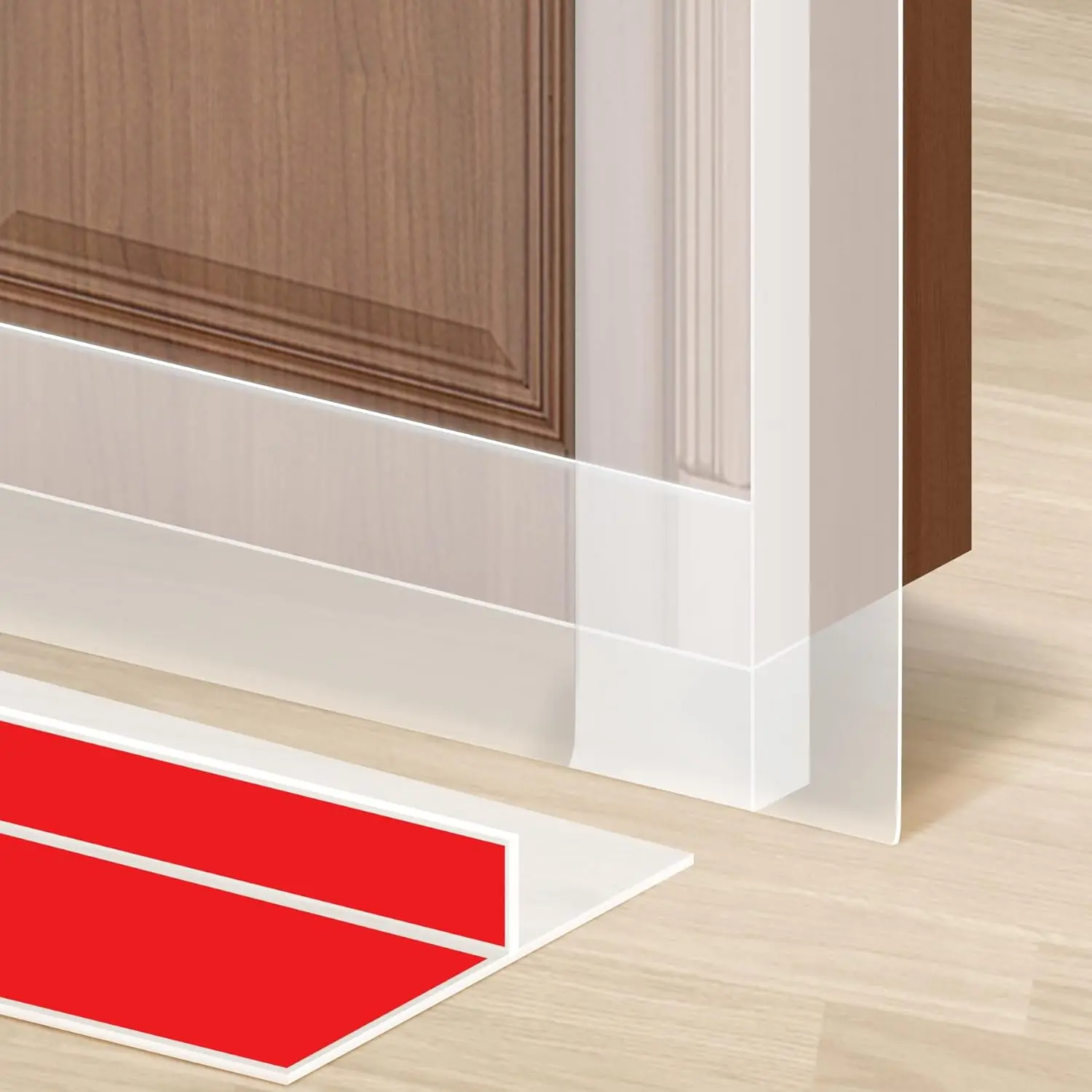 T-Shaped Door Draft Stopper 1.97IN x 20FT Clear Silicone Weather Stripping Door Seal Strip Double-Sided Self Adhesive Seal Strip for Side of Door Frame, Window, Shower Glass, Gap