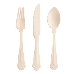 Silhouette Birch Wood Eco Friendly Disposable Wooden Cutlery Set - Spoons, Forks and Knives