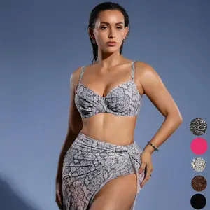 Popilush Leopard Swimwear Set High Waisted Bikini Shapewear Swimsuit  Push Up Adjustable Cover Up