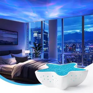 Northern Lights Projector,  Wave Shower Light Projector Light for Bathroom Classroom, Galaxy Night Light for  Dorm Decor, Cute Room Decor Aesthetic (White)