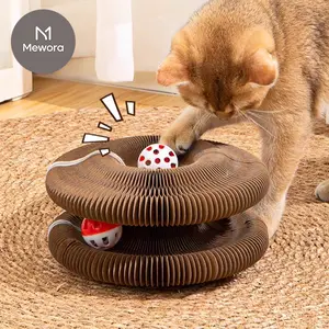 Magnetic Cat Scratching Board with Ball, Cat Toys, 1 Count Interactive Scratch Pad, Cat Scratcher for Grinding Claw, Furniture Protector, Retractable Kitten Toy, Gift for Cat Lovers & Family, Christmas & New Year Present