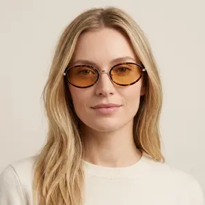 DIMA Eyewear - Vania Sunglasses , Retro Elliptical Polarized Color-Changing Sunglasses ,Intelligent Photochromic Properties, UV400 Protection, Extremely Lightweight and Comfortable, Suitable for both Men and Women