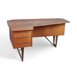 PETER LØVIG NIELSEN BOOMERANG DESK IN TEAK WITH BAR