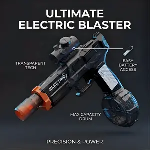 Powerful Electric Water Gun with LED Glowing Muzzle 320cc Large Capacity Long Range 32 Feet Automatic Squirt Gun for Summer Outdoor Fun Toy for Adults Kids Perfect Gift watergun rechargable