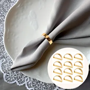 Napkin Rings Set Metal Napkin Ring Holders Modern Ring Holder Serviette Buckles Metallic Adornment for Table Settings Kitchen Dinner Party Wedding