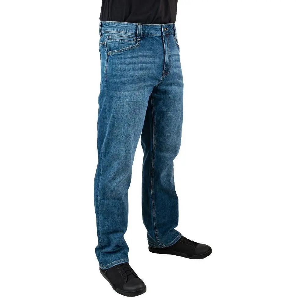 LA Police Gear Menswear Terrain Flex Relaxed Fit Jeans - Zipper Closure, Spandex Stretch Fabric, Functional Pocket, Natural, Denim, Distressed, Casual, Vintage, Cotton Blend, Flexible Men's Jeans