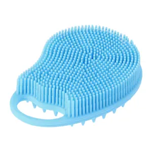 Unique Bargains 1 Pc Double Side Body Bath Brush Back Scrubber for Shower 4.53"x3.23"x1.26" Blue
