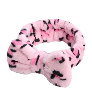 Spa Headband- Cotton Daily spa headband pink cowprint Casual skincare routine