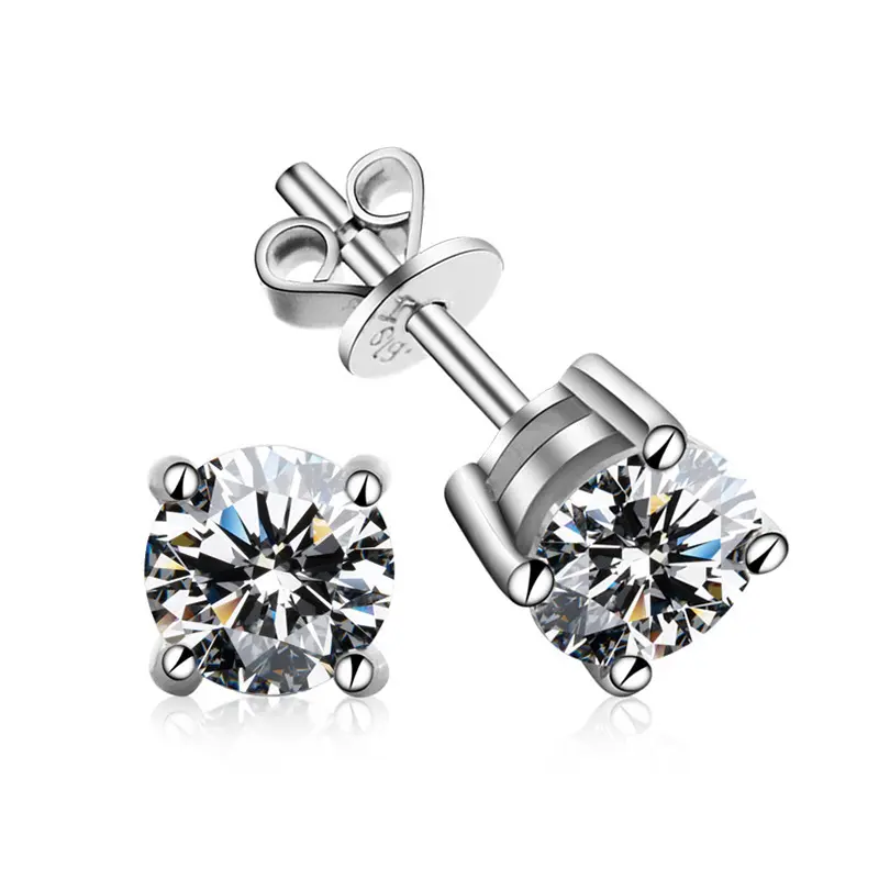Soco GRA Certified 1 Carat Moissanite Stud Earrings for Women, DDMS0006 Solid 925 Sterling Silver, Hypoallergenic