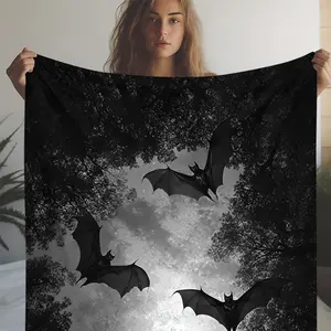 Bat-themed Flannel Blanket, Soft and Cozy, Perfect as a Gift for a Dark Night,Warm and soft flannel blanket