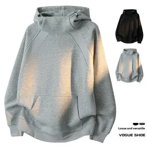Unisex Long Sleeve Hooded High Neck Drawstring Sweatshirt, Made from Premium Fabric for Comfort and Versatility, Solid Color Hoodie with Unique Panel Design, Trendy and Stylish, Loose Fit, Suitable for Autumn and Winter Wear, Outdoor Activities