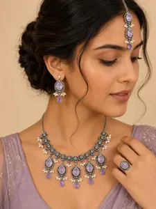 Vintage Boho Jewelry Set for Women | Ethnic Statement Necklace & Earrings | Festival, Wedding, Vacation Outfit Accessories