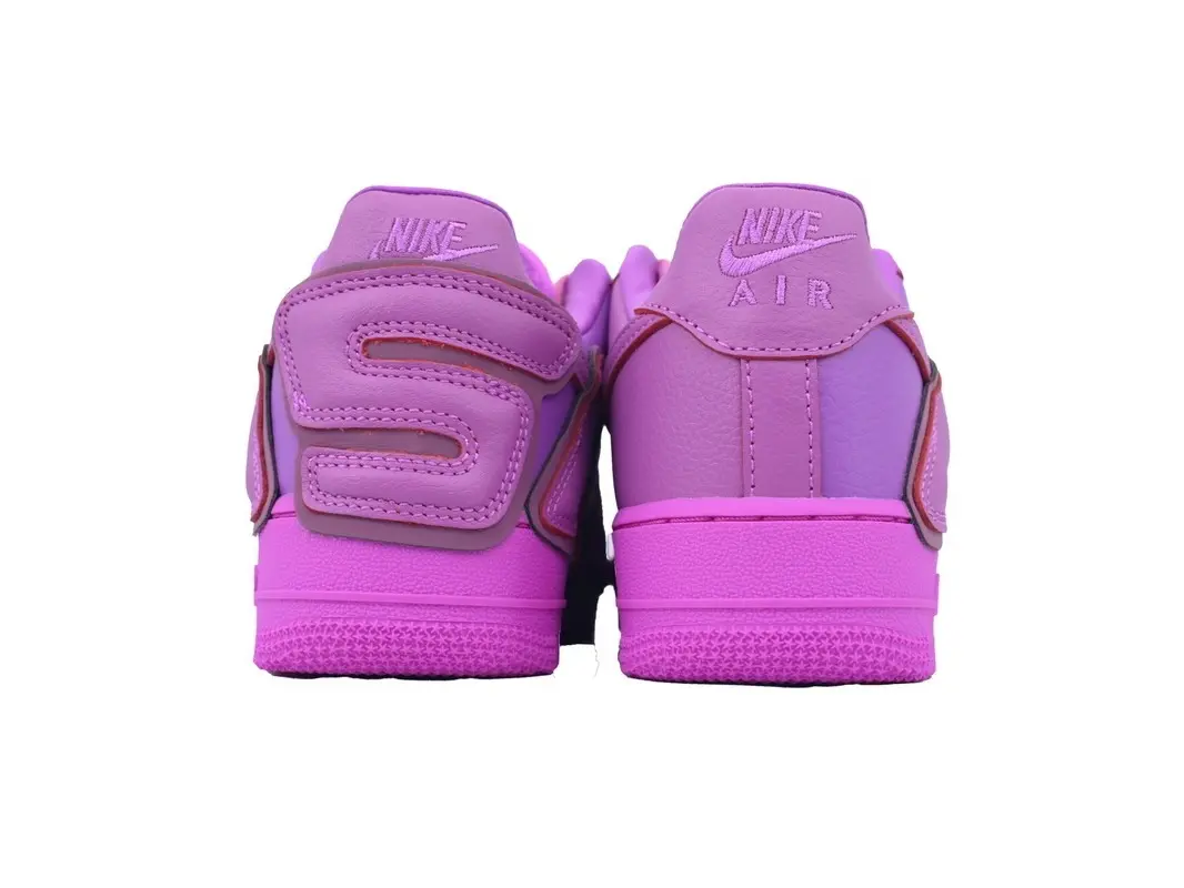 Retro Street Style Unisex Low Top Sneakers, Purple Fuchsia Color Block 3D Letter Leather Casual Trainers, Non Slip Pink Flat Sole, Original Box, Couple Fashion Shoes For Street Outfit