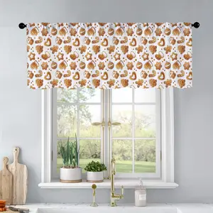 1pc Christmas and New Year printed kitchen curtains with Christmas gingerbread cookies of di curtains valance window treatment living room bedroom home decor 54 x 18 inch