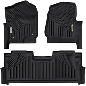 YINTATECH 3D Floor Mats For 2017-2024 Ford F-250/F-350 Crew Cab 1st Row Bucket Seat Black Rubber Liners