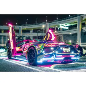 Trendy Poster-Lamborghini Neon Lights Poster 24X36 inches Decor Room Colorful Gifts Ornaments Decoration