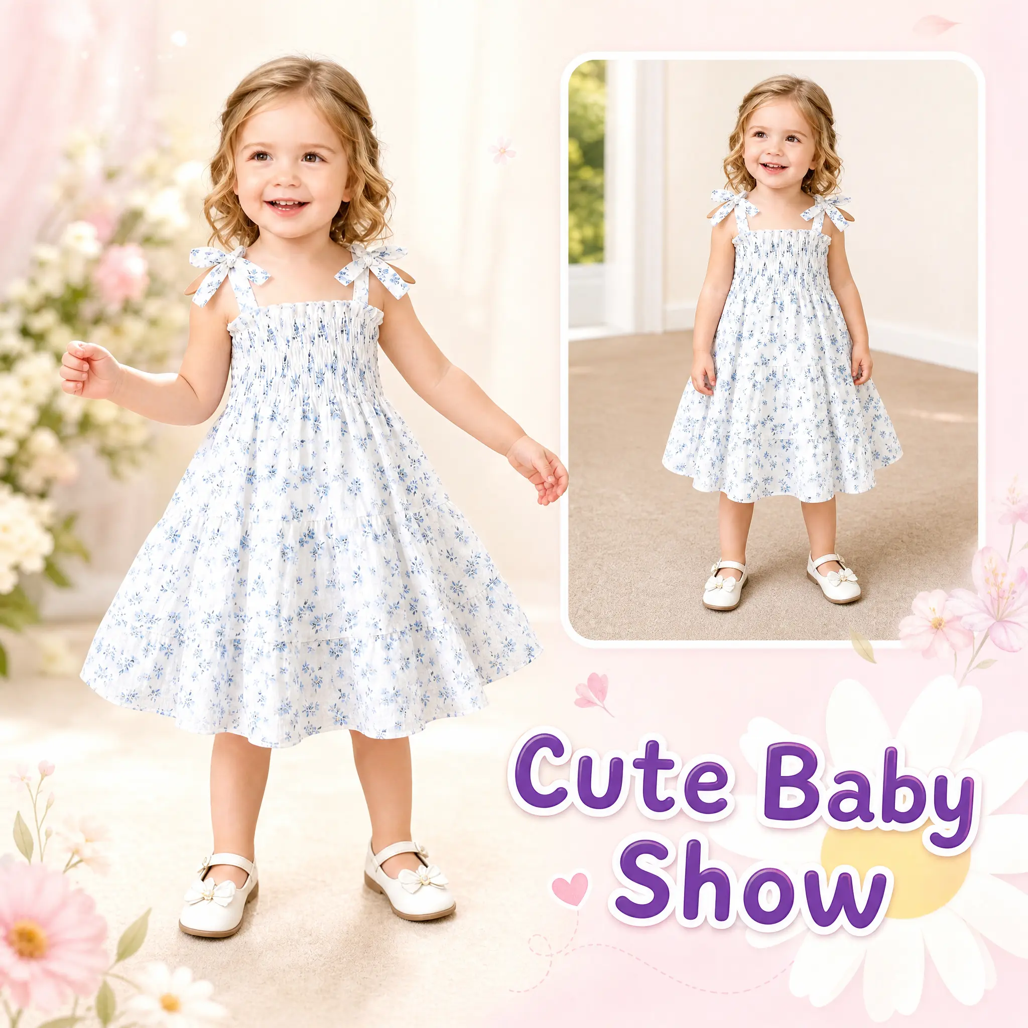 Younger Tree Toddler Girl Boho Floral Sleeveless Summer Dress - Girlie Casual Beach Princess Outfit, Romantic Dresses, Girlie Casual Dresses