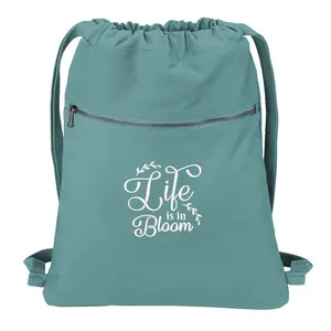 Beach Wash Cinch Pack with Life is in Bloom Inspirational Design, Drawstring Gym Pool Backpack, Embroidered, Girlfriend Gift, Boyfriend Gift Canvas