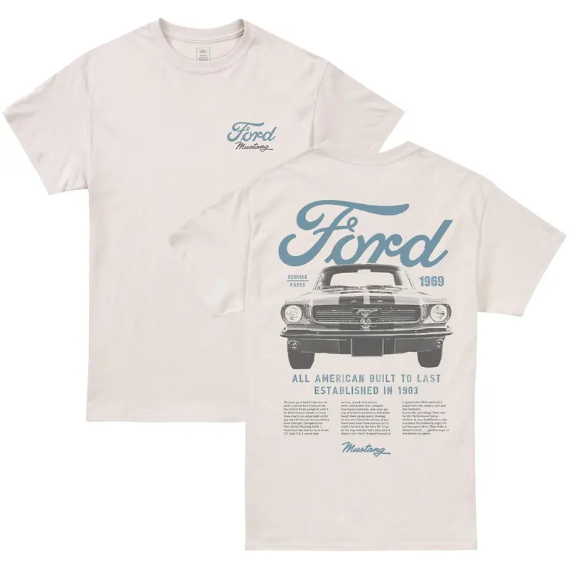 Ford Mustang Built To Last Cotton Short Sleeve 2 Sided T-Shirt, Vintage Car Shirt For Enthusiasts, Casual Wear Men Womenswear, Gift For Him, Husband
