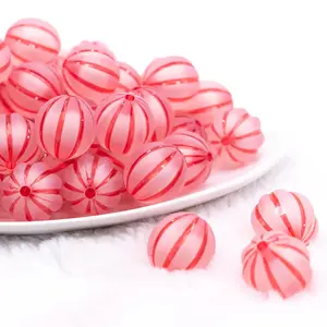 20mm Red Frosted Pumpkin Shaped Bubblegum Bead