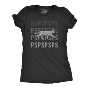 Womens Pspsps Cat T Shirt Funny Crazy Cat Lady Pet Kitty Lover Meow Graphic Novelty Tee Funny Womens T Shirts Cute Vintage Fashion Casual Ladies T-Shirt Gift Funny Cat Top Women's Novelty Tees Black