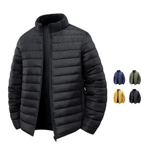 Men's Autumn And Winter Outdoor Casual Warm Cotton Jacket Fashionable Versatile Top Men's Windproof Stand Collar Coat Menswear Beige Long Sleeve Plain jackets heated jacket Men's Windproof Down Hooded Jacket