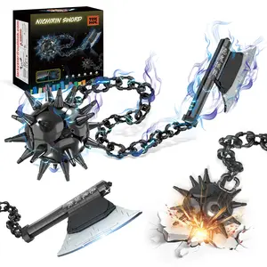 TOKMOC 826 Pieces,Demon Building Block Set,42in Himejima Gyomei Building Brick Sets with Axe & Meteor Hammer Toy Accessories,Handmade Cosplay Anime Building Toy Set for Collecting and Gifting Model,For Aged 12 and Above,Stress Relief Toy,66025