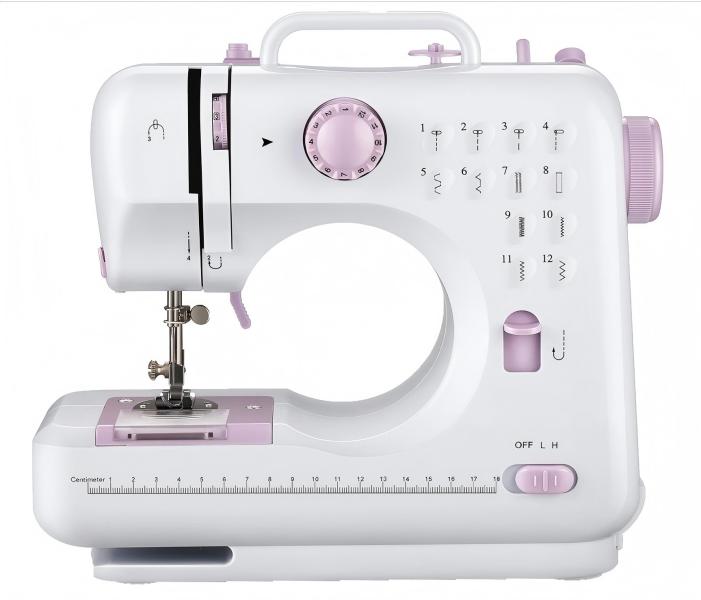 Mini Portable Sewing Machine | 12 Built-in Stitches | 2-Speed Foot Pedal | White | For Beginners Kids Home DIY | Multifunctional Hand Tool Accessory