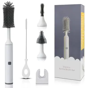 Electric Cleaning Brush with Electric Bottle Cleaner Set and Straw Brush,Suitable for Kitchen Brush and Baby Bottle Brush.Waterproof IPX65(White)