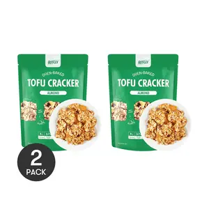 GUTFLEX Korean Almond Tofu Crisps - 2 Packs, 70g Each | High Protein & Fiber | Low-Calorie Nut Snack | Olive Young Style