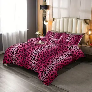 Women's Leopard Print Quilt Set, 3-Piece Zebra Bedding, Includes 1 Quilt with Filler + 2 Pillowcases No Core