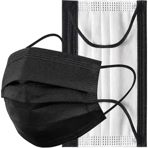 Disposable Face Masks 4 Layers, 2023 Upgraded 50PCS Black Mask with White Inside, Breathable Face Mask with Comfortable Wider Flat Elastic Ear Bands