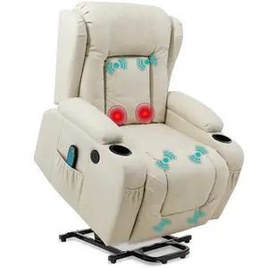 Best Choice Products Electric Power Lift Recliner Massage Chair Furniture w/ USB Port, Heat, Cupholders