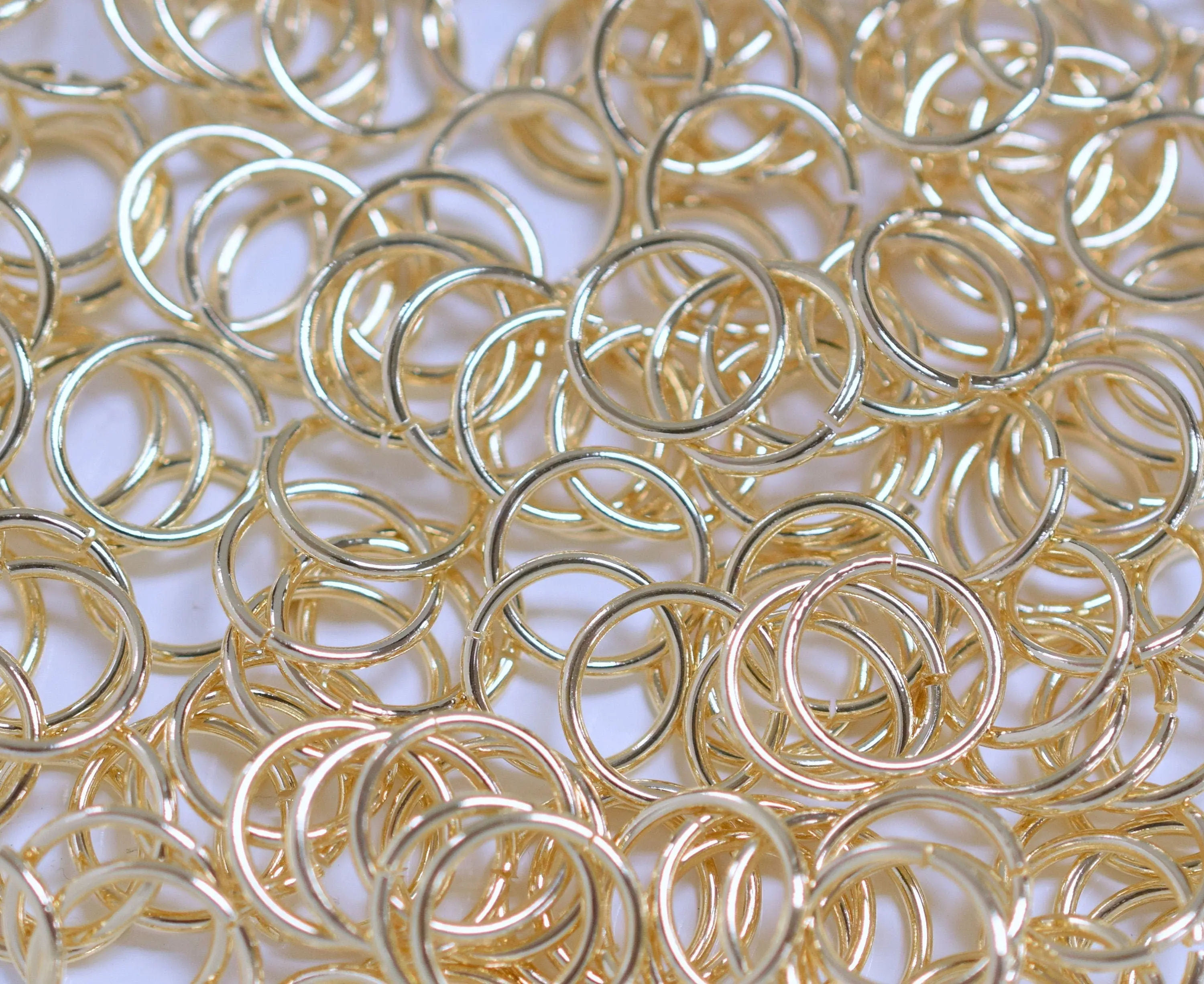 14K Gold Filled Look, Jump Rings Beads Sizes 3mm, 4mm, 5mm, 6mm, 8mm, 10mm, 12mm  Spacer Findings Jewelry USA Open/Closed