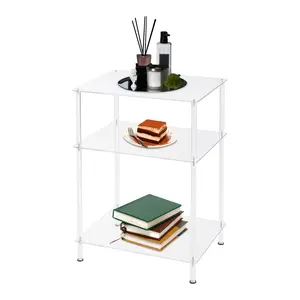 Modern Acrylic 3-Tier Side Table - Clear, Stylish & Functional, Ideal for Living Room Bedroom Office