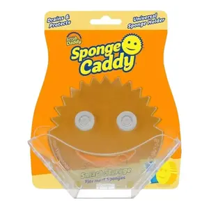 Sponge Caddy - Kitchen Organizer with Self-Draining Feature, Dishwasher Safe, Universal Suction Sponge Holder for Sponges & Scrubbers - Minimalist