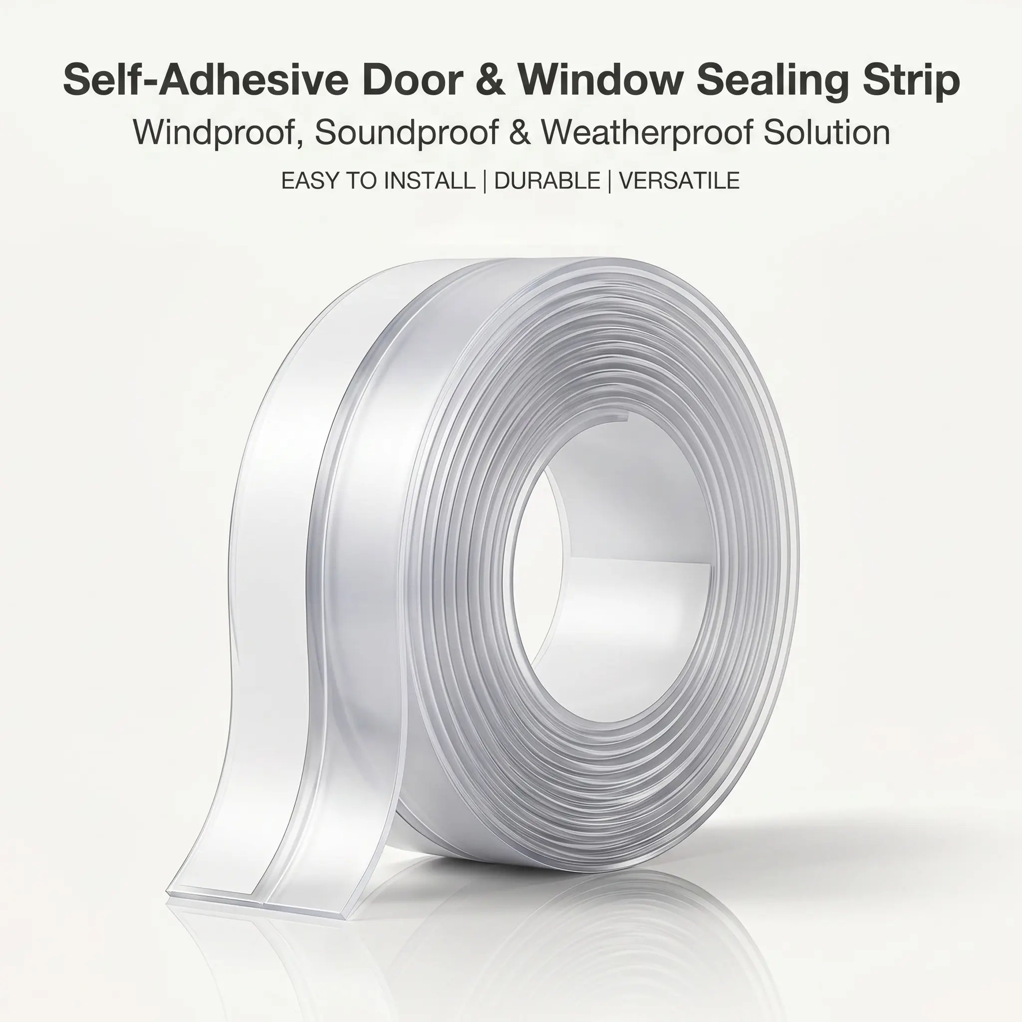 16.4Ft 1.38in Width Adhesive Draft Stopper Seal Strip, Weatherproof Weather Stripping Insulation Tape for Doors, Windows and Shower Enclosures